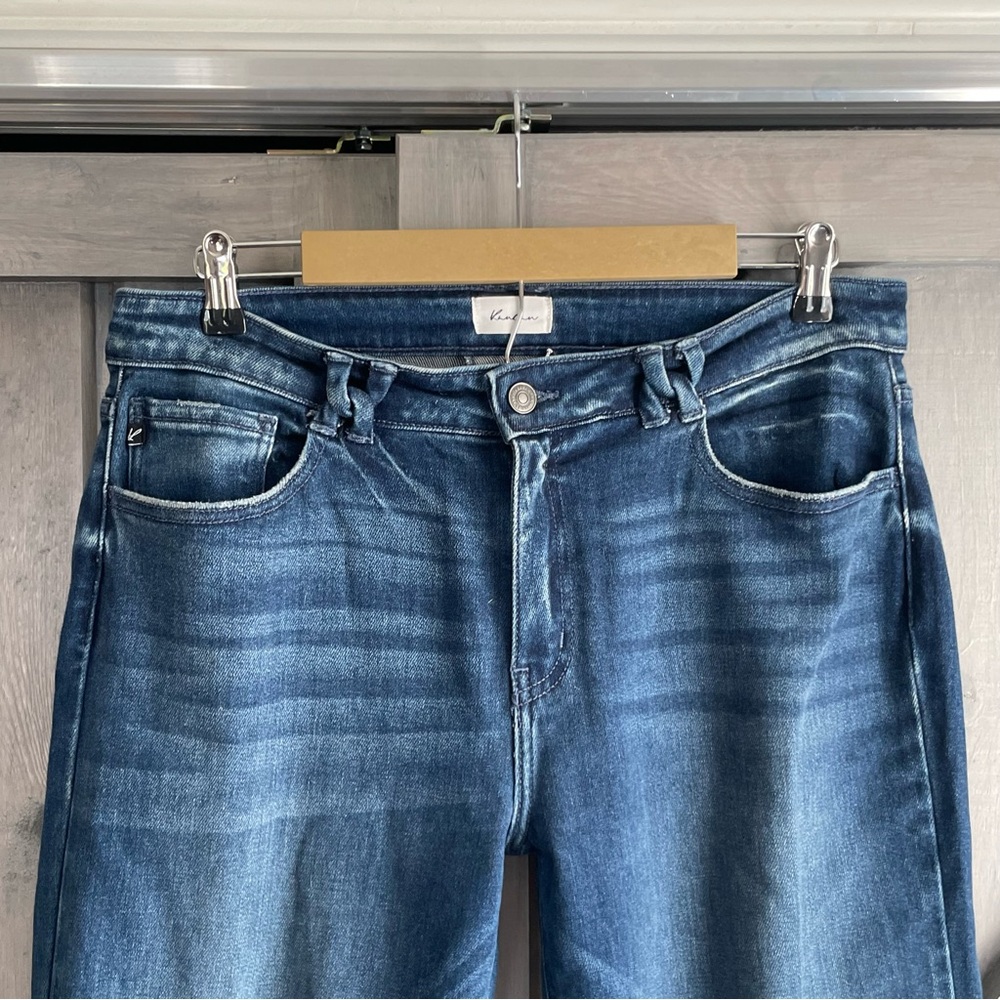 Kancan women’s mid rise slim straight denim jeans Size 13/30 twist belt loops - Picture 3 of 8